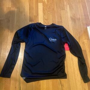 Reebok Men's Black Long Sleeve Top- Ocean Atlantic City logo